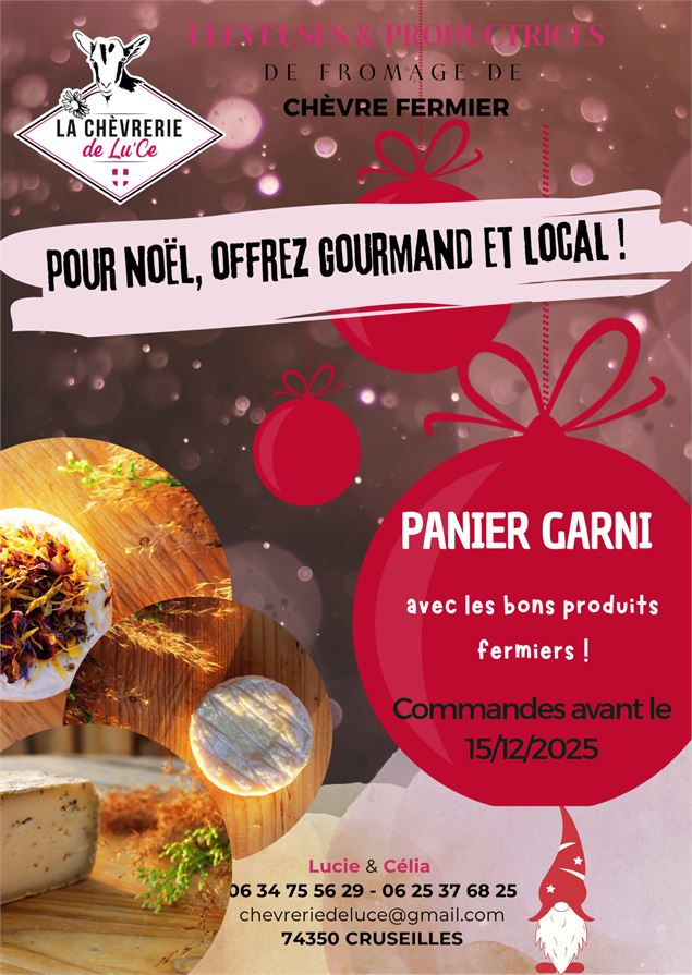 Chèvrerie de Lu'ce : vente de panier garni de Noël - LA CHERERIE DE LU'CE