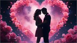 Couple d'amoureux devant un coeur de roses - Pixabay