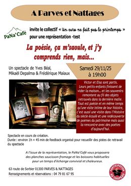 Représentation théâtrale-test "La poésie, ça m'saoule, et j'y comprend rien, mais..."_Parves et Natt