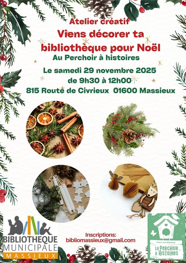 Atelier créatif : viens décorer ta bibliothèque pour Noël - Bibliothèque de Massieux