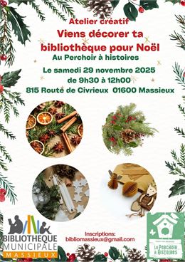 Atelier créatif : viens décorer ta bibliothèque pour Noël - Bibliothèque de Massieux
