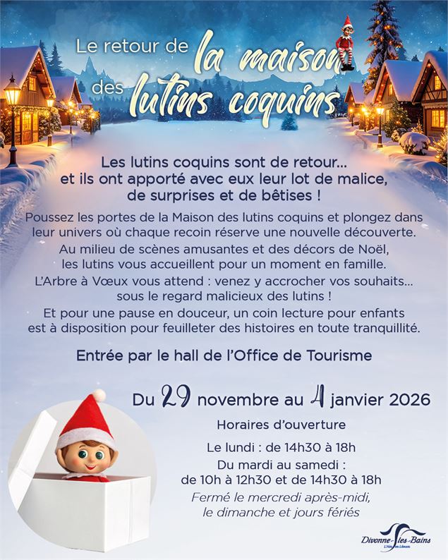 affiche le retour des la maison des Lutins Coquins - service communication mairie