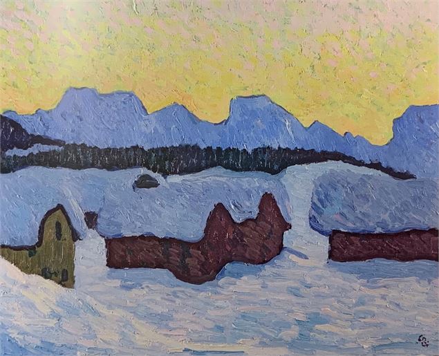 Giovanni Giacometti 1868-1933, Paysage enneigé, 1908. Huile sur toile, 50,6 x 61,4 cm. - Collection