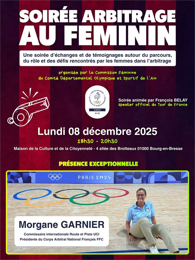 Affiche Soirée Arbitrage au Féminin - CDOS 01
