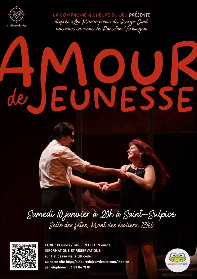 affiche amour de jeunesse - compagnie à l'heure du jeu
