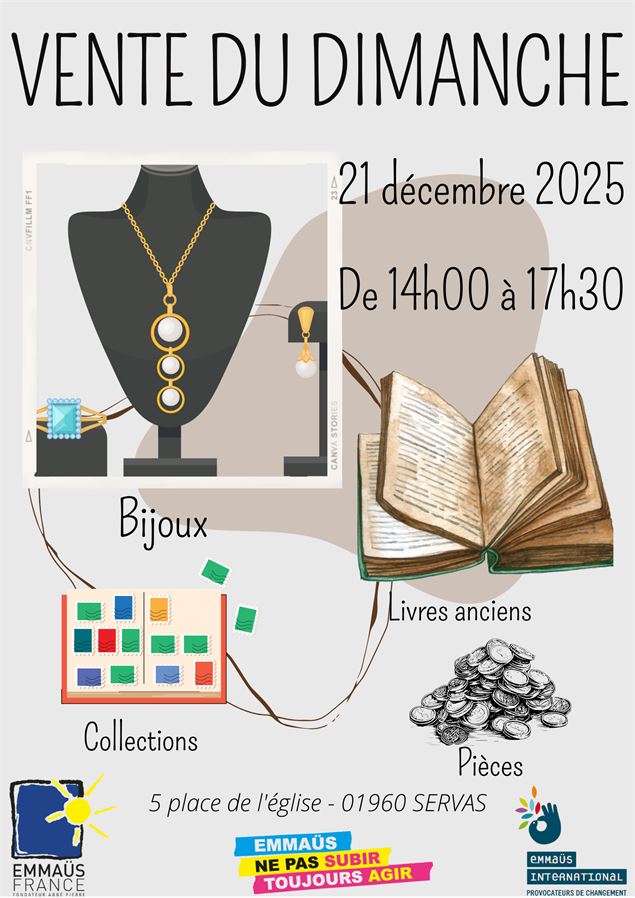 Affiche_Vente du dimanche_Servas - ©Emmaus Bourg Servas