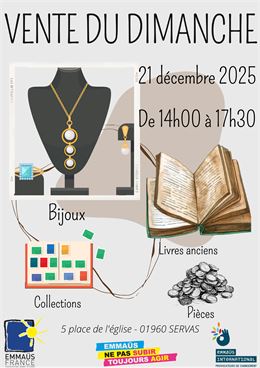 Affiche_Vente du dimanche_Servas - ©Emmaus Bourg Servas