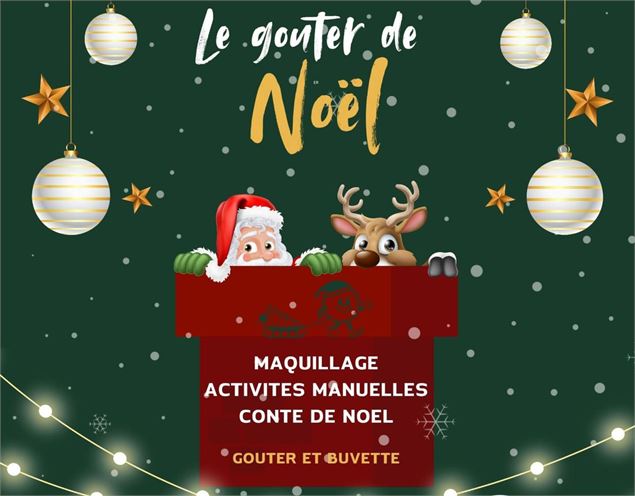 affiche illustrations père Noël et renne - Sou des écoles de Giez