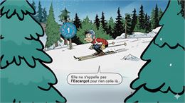 Illustration d'un skieur dans la faible pente de la piste de l'Escargot à Valfréjus - Gemini AI