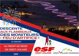 Descente aux flambeaux de l'ESF et feu d'artifice du nouvel an_Crest-Voland