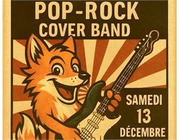 illustration renard guitare électrique affiche vintage - 4'47, IA