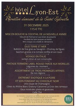 Menu Réveillon de la Saint Sylvestre - le Relais de Genève de Lyon Est