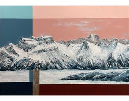 tableau montagne enneigée tons pastel - Thérèse Sénée