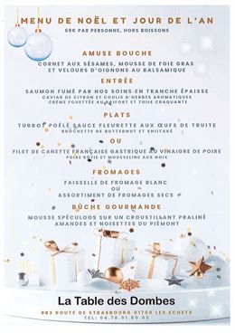 Menu de Noël - La Table des Dombes
