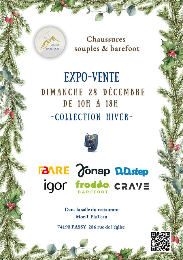 Expo-vente des chaussures barefoot_Passy - affiche 28 decembre
