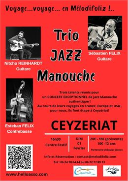 Trio jazz manouche : Nitcho REINHARDT, Sébastien et Esteban FELIX_Ceyzériat