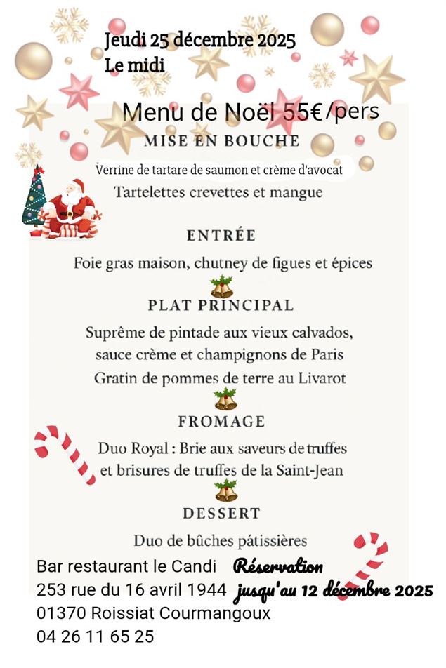 Menu de Noël_Le Candi_Courmangoux - ©Bar Restaurant Le Candi