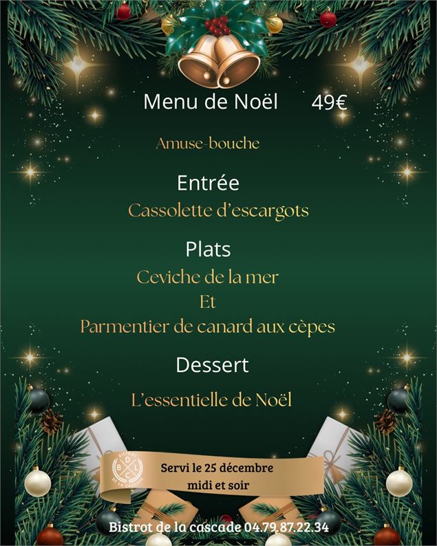 Repas de Noël - Bistrot de la Cascade_Groslée-Saint-Benoit - Bistrot de la Cascade