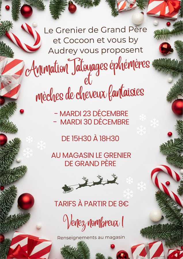 Tatouages éphémères et mèches de cheveux fantaisies au Grenier de Grand Père_Le Corbier