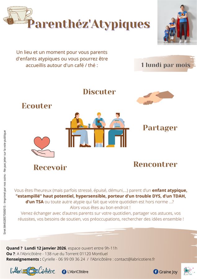 Café parents : Parenthéz’ Atypiques à l'AbriCôtière_Montluel - Cyrielle Fombonne-Graine Joy