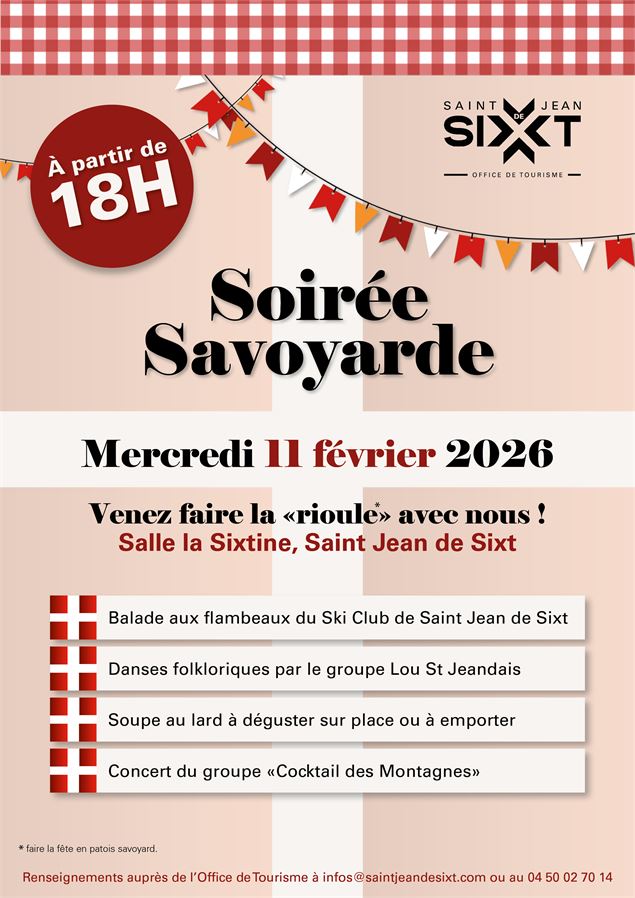 Affiche exposant les informations pratiques sur l'événement - OT Saint Jean de Sixt