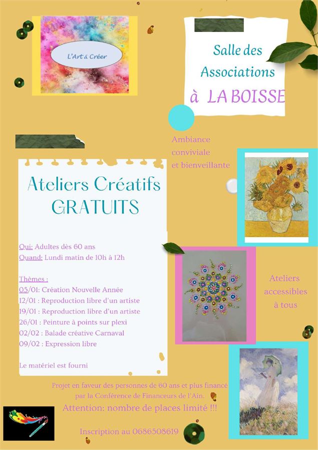 Ateliers Créatifs Adultes Gratuits_La Boisse