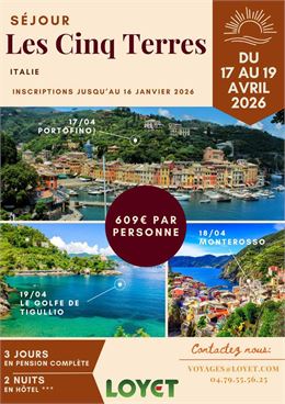 Les voyages Loyet vous proposent : un séjour aux Cinq Terres - Italie_Albertville