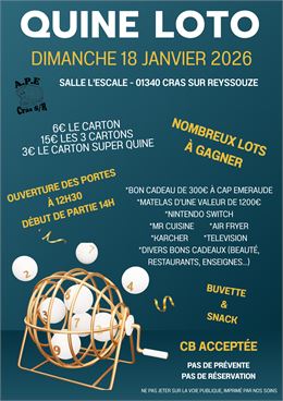 Quine Loto de l’APE de Cras sur Reyssouze - je ne sais pas