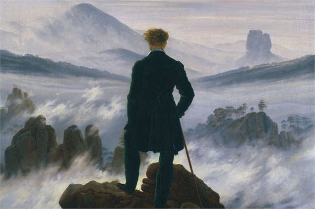 Voyageur au dessus d'une mer de nuages, peinture à l'huile de Caspar David Friedrich, 1817-1818, con