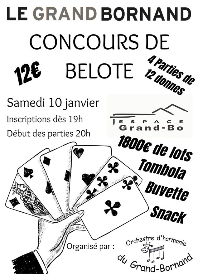 Affiche concours de belot Orchestre d'harmonie Le Grand-Bornand - Orchestre d'Harmonie Le Grand-Born