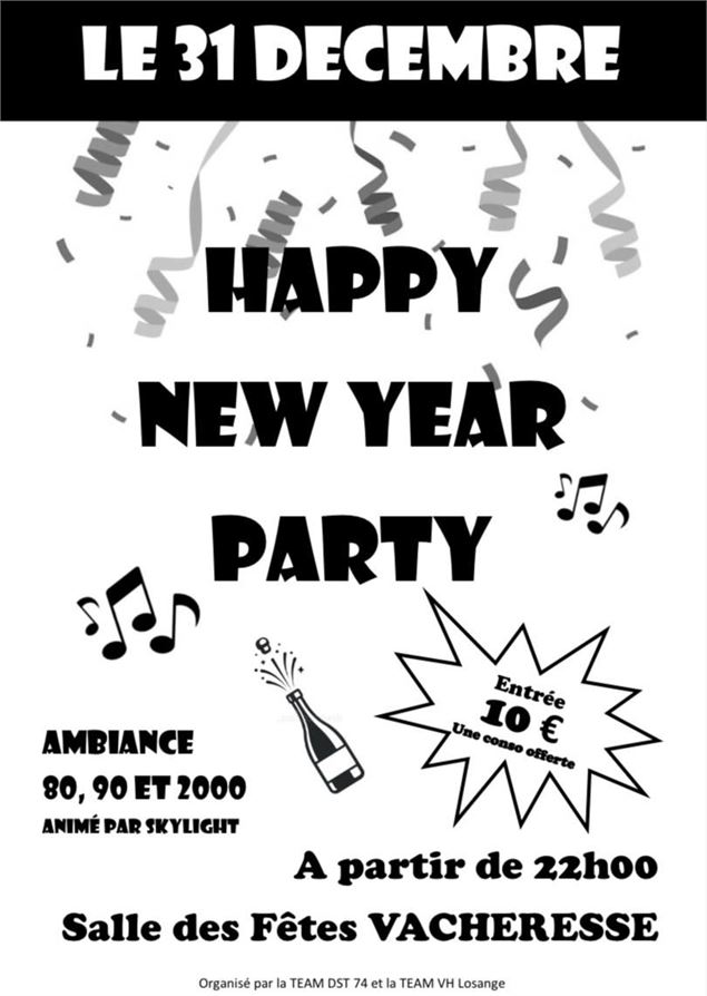 Affiche Happy New Year Party Vacheresse - Team DST 74