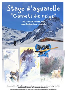 Affiche Carnets de neige : stage d'aquarelle encadré par Thierry