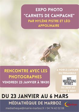 Rencontre autour de l'exposition photo "Carnets de campagne" - Mylène Pistre et Léo Apollinaire