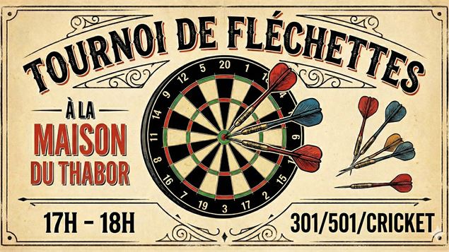 Affiche pour notre tournoi de fléchettes à la maison du Thabor - Gemini AI
