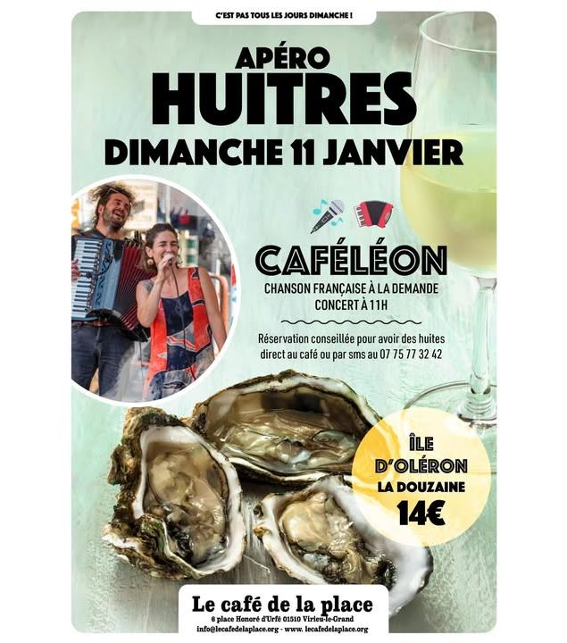 Apéro huitre et chansons françaises avec Caféléon au Café de la Place_Virieu-le-Grand - Café de la P