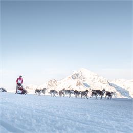 Un attelage passe devant la Dent Parrachée - J.Cathala - OTHMV
