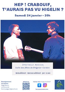 Spectacle musical : Hep ! Crabouif, t'aurais pas vu Higelin ?_Brégnier-Cordon - Bugey sud actif