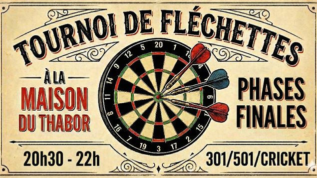 Affiche tournoi de fléchettes à la maison du Thabor - Gemini AI