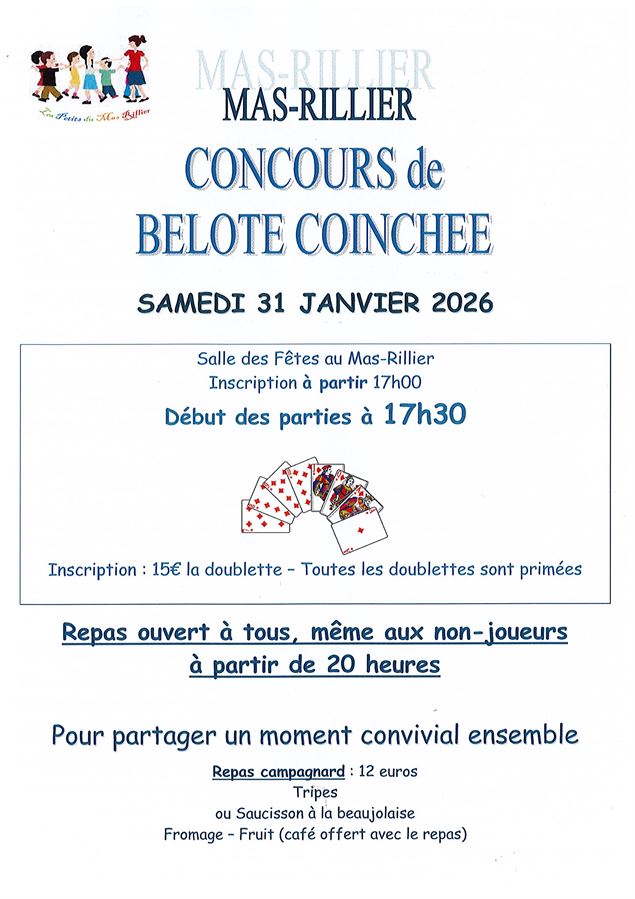 Concours de belote coinchée - Petits du Mas Rillier