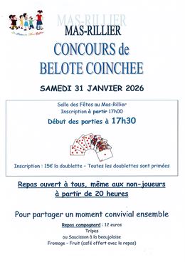 Concours de belote coinchée - Petits du Mas Rillier
