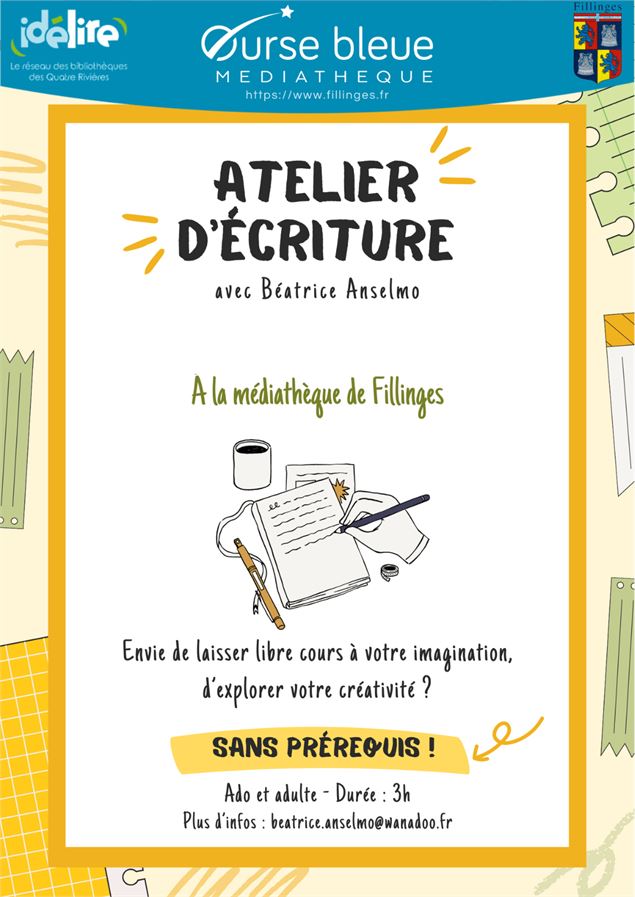 Atelier d'écriture avec Béatrice Anselmo à la médiathèque de L'Ours Bleue_Fillinges - Service commun