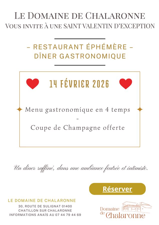 Un diner gastronomique pour la Saint Valentin - Domaine de Chalaronne