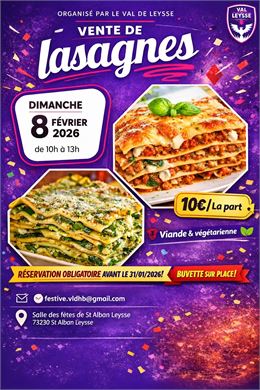 Vente de lasagnes à emporter - val de leysse
