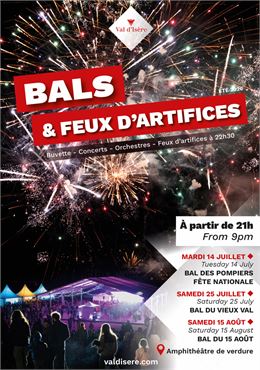 Affiche Bal du 15 août et feux d'artifice - Val d'Isère Tourisme