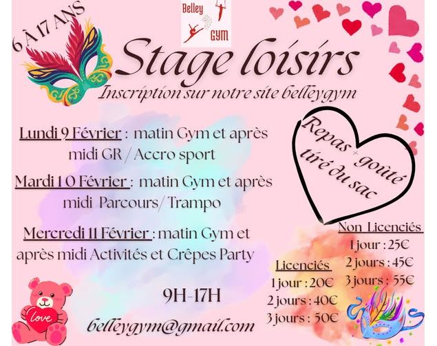 Stage loisirs de gymnastique pour les 6 - 17 ans_Belley - Club de gym de Belley