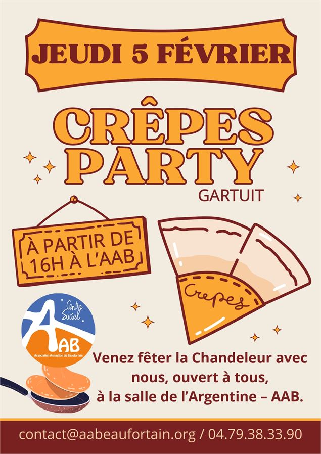 affiche de la soirée crêpes de l'AAB à Beaufort - AAB