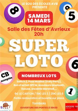 affiche du loto du sou des ecoles - Sou des ecoles Avrieux Villarodin Bourget