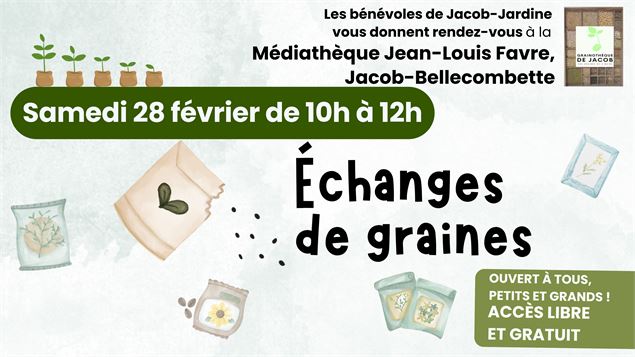 Échanges de graines avec les bénévoles de Jacob-Jardine  - Médiathèque Jean-Louis Favre