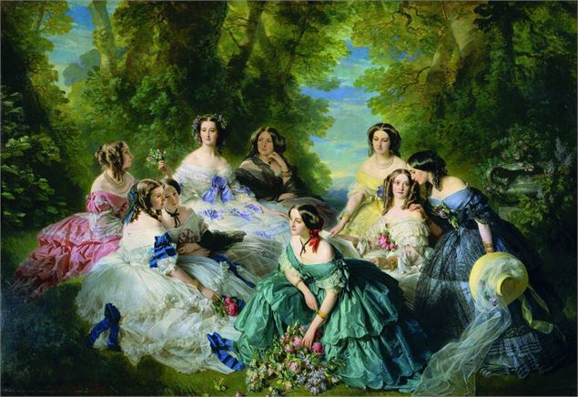 Tableau du peintre Franz Xaver Winterhalter : l'impératrice Eugénie entourée des dames d'honneur du 