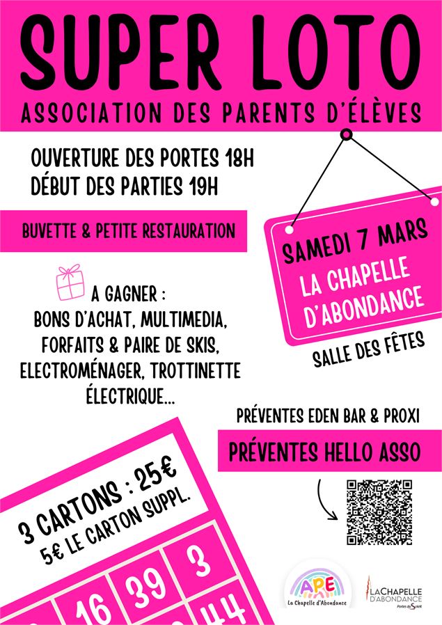 Loto de l'APE - APE La Chapelle d'Abondance